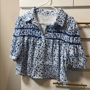 Amazon Blue and White Floral Blouse